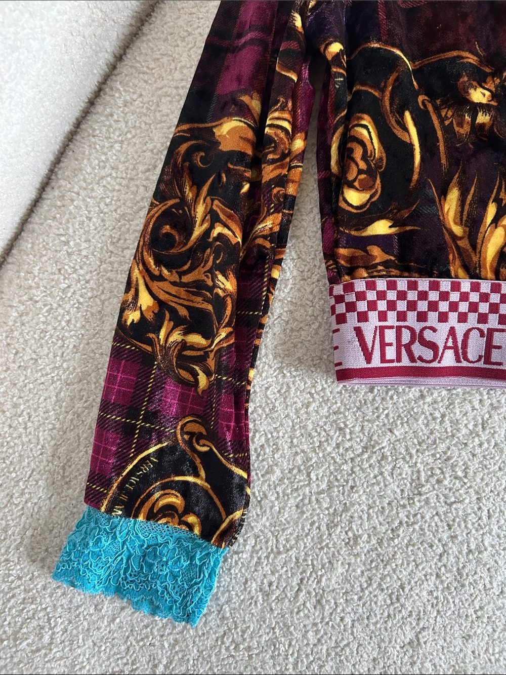 Versace Jeans Couture Purple Gold Baroque Plaid Top - Picture 4 of 4